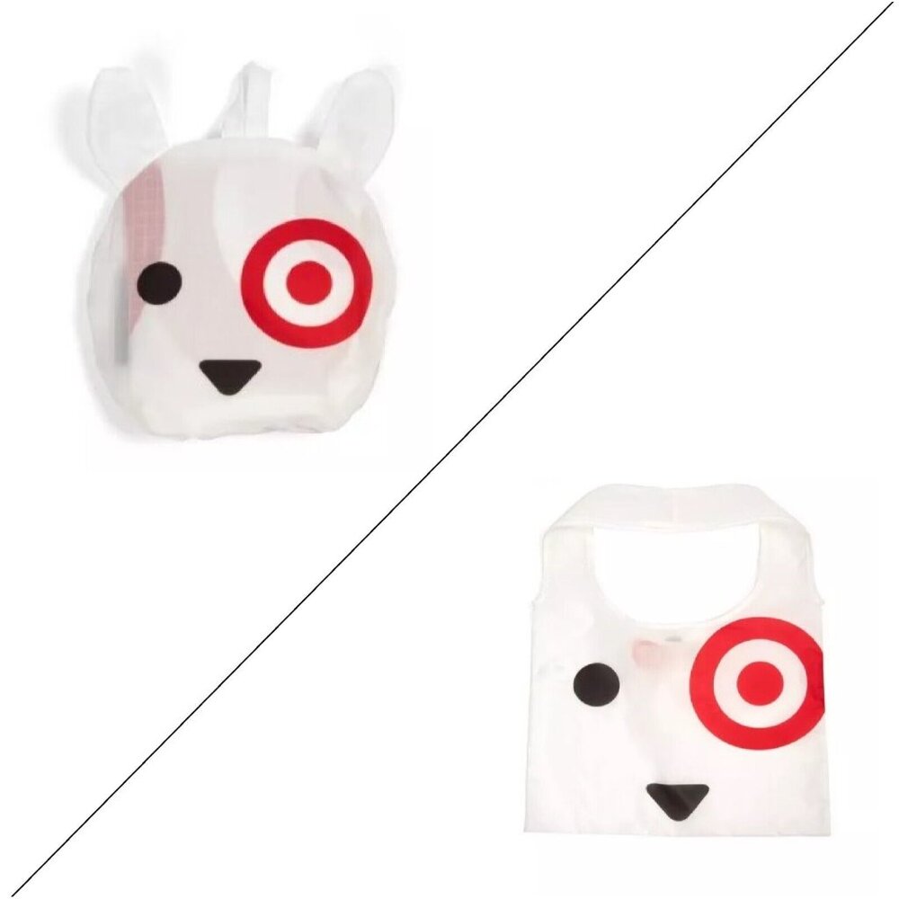 Target Bullseye Dog Mascot Foldable Pocket Packable Shoulder Tote Bag